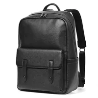 High Quality Genuine Leather Men's Backpack Large Capacity Laptop Bag School Backpack Male Shoulder Bag Leather Travel Backpacks 2