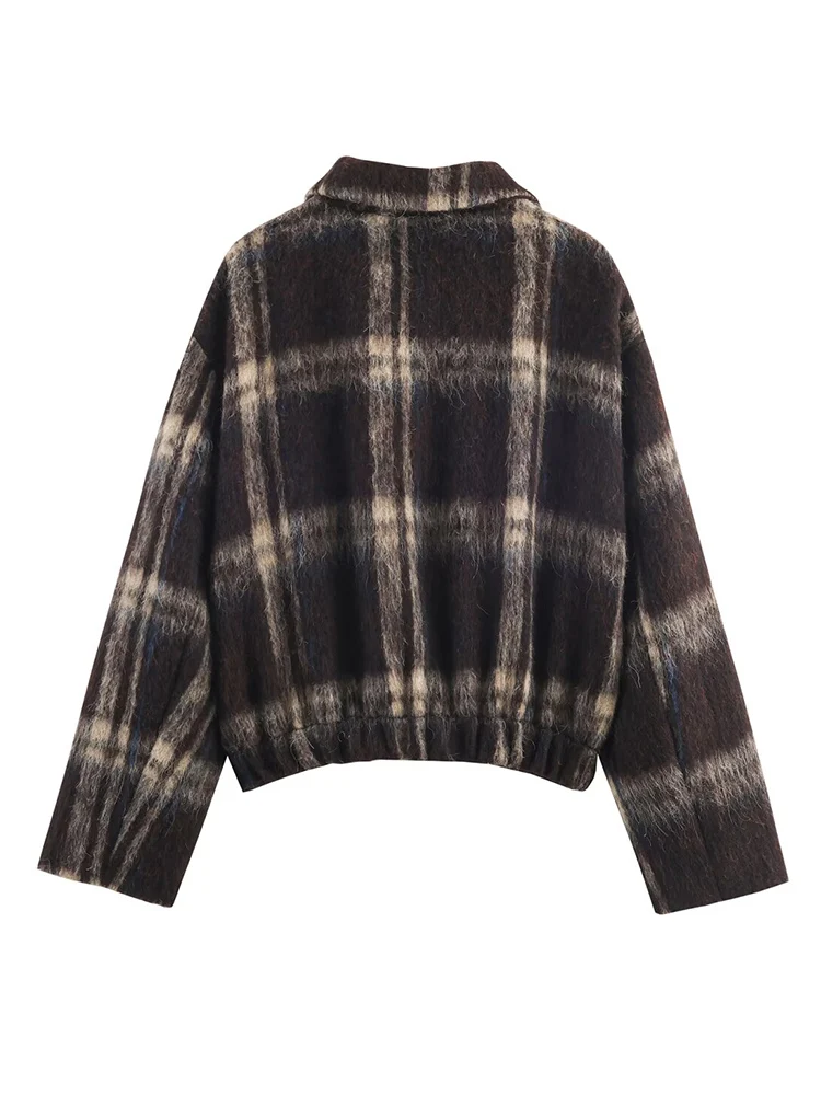 Autumn Plaid Jacket For Women Winter Warm Long Sleeve Single Breasted Coat Vintage Ladies Casual Style Loose Lapel Streetwear