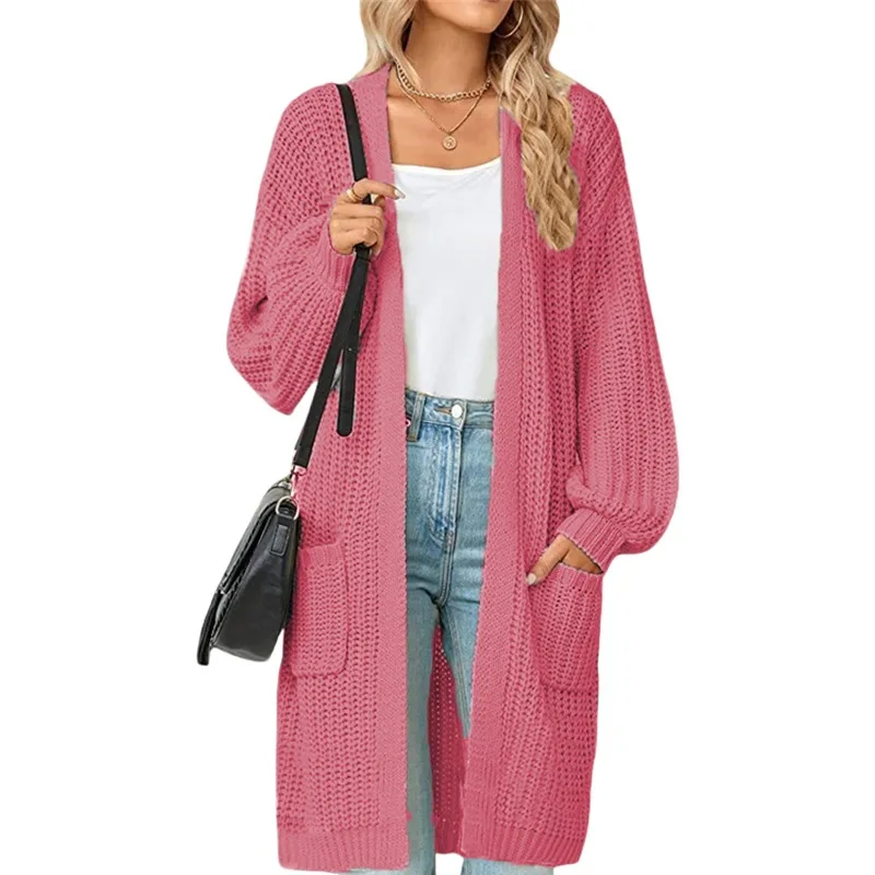 2025 Herbst Winter Wunsch Neue Pullover Europäischen Amerikanischen Stil Mid-länge Lose Doppel Tasche Strickjacke Pullover Jacke – Detail 10