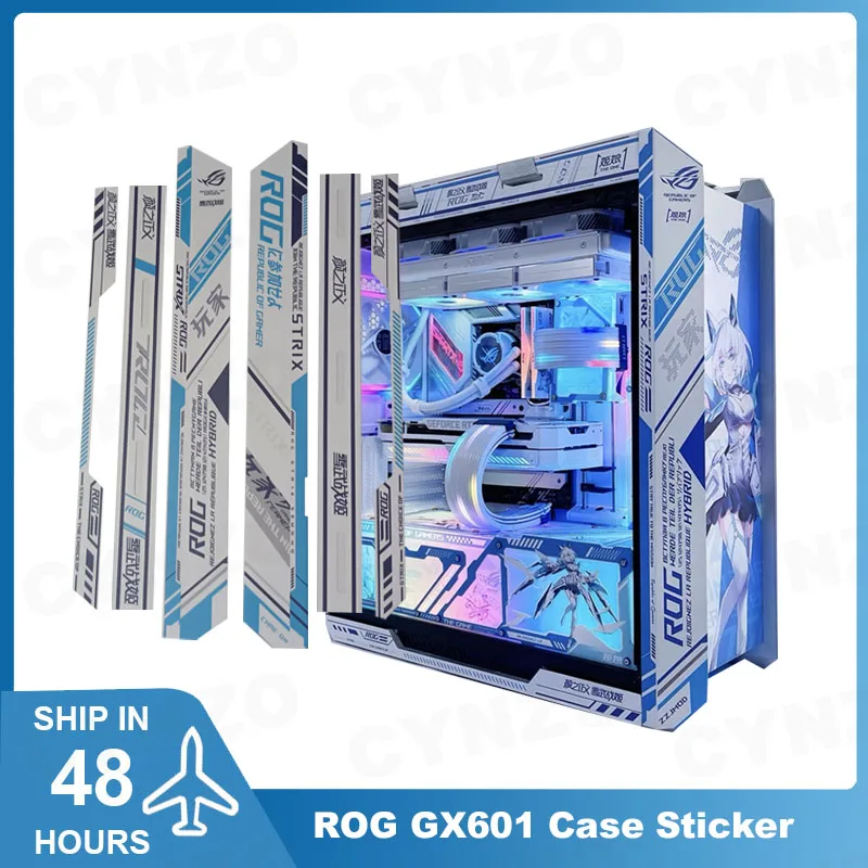MOD ROG Strix Helios 게이머 케이스용 애니메이션 스티커, DIY GX601 게임 캐비닛 장식 스웨이드 종이 스티커 커버