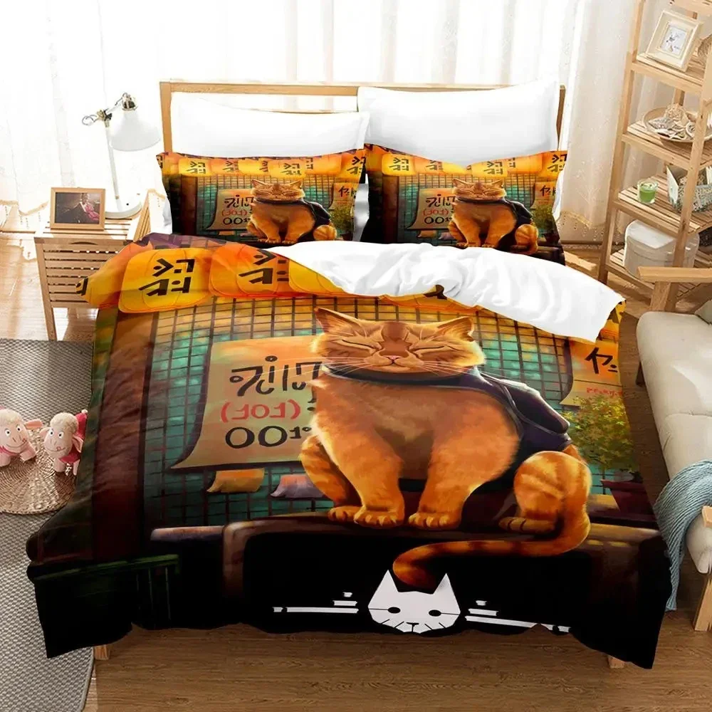 3D Print Game Stray Cats Bedding Set Duvet Cover Bed Set Quilt Cover Pillowcase Comforter King Queen Size Boys Adult Bedding Set