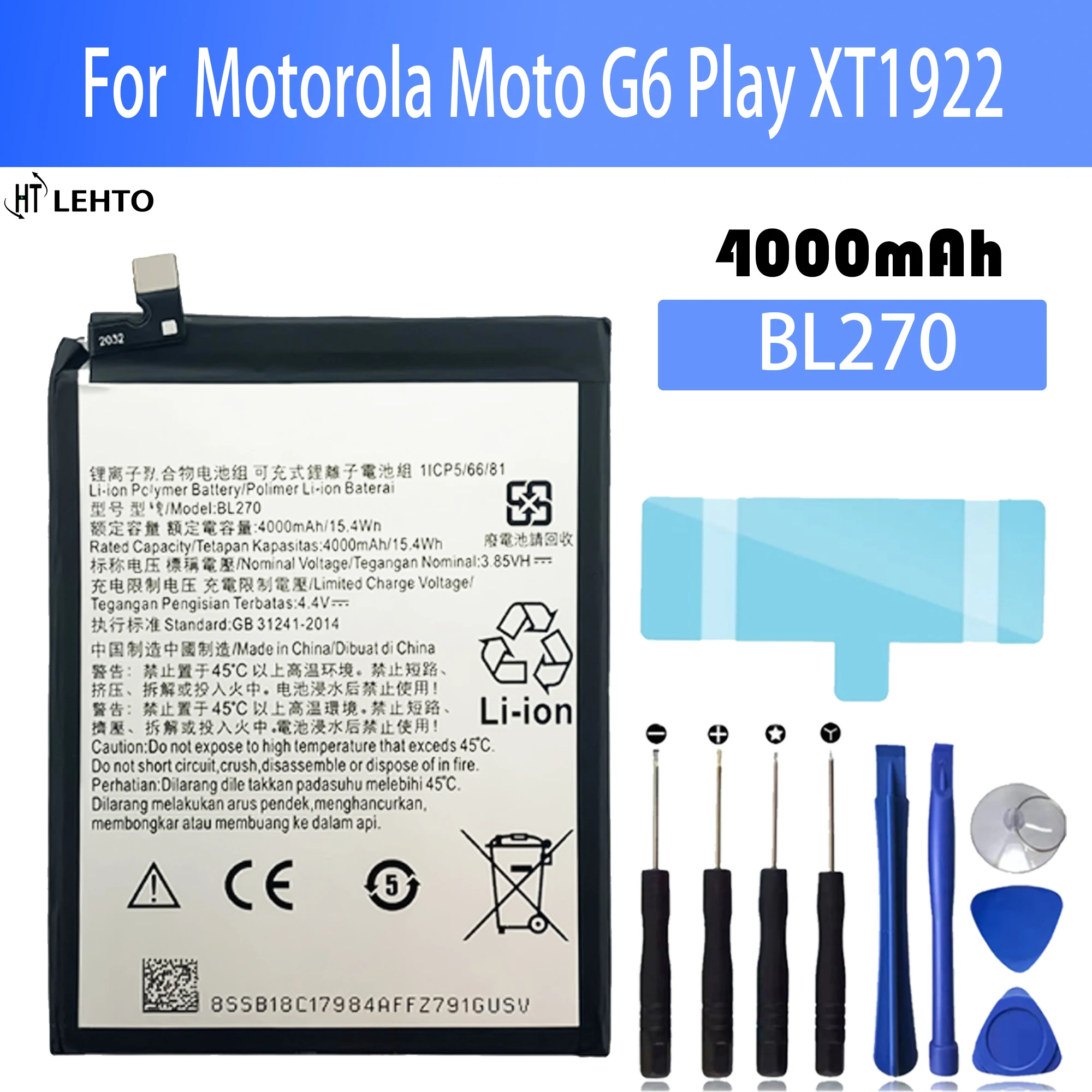 

100% New BL270 Battery For Motorola Moto G6 Play XT1922 phone Batteries Bateria