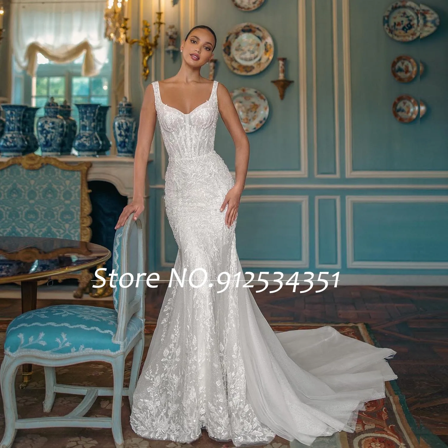Off the Shoulder Mermaid Wedding Dresses with Detachable Train Luxury Vestido De Noiva Sereia Beading Lace Robe Mariage