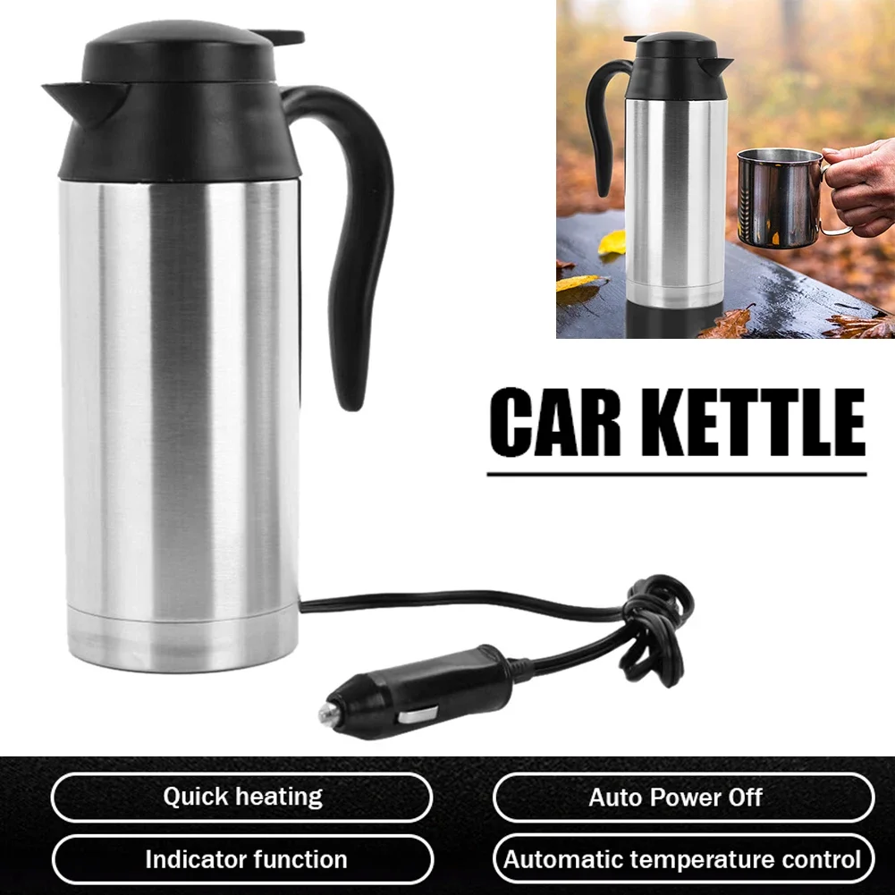 12V/24V Car Electric Heating Cup Kettle 750ML Stainless Steel Water Heater Bottle With Cigarette Lighter Plug Car Kettle Thermos - Image 3
