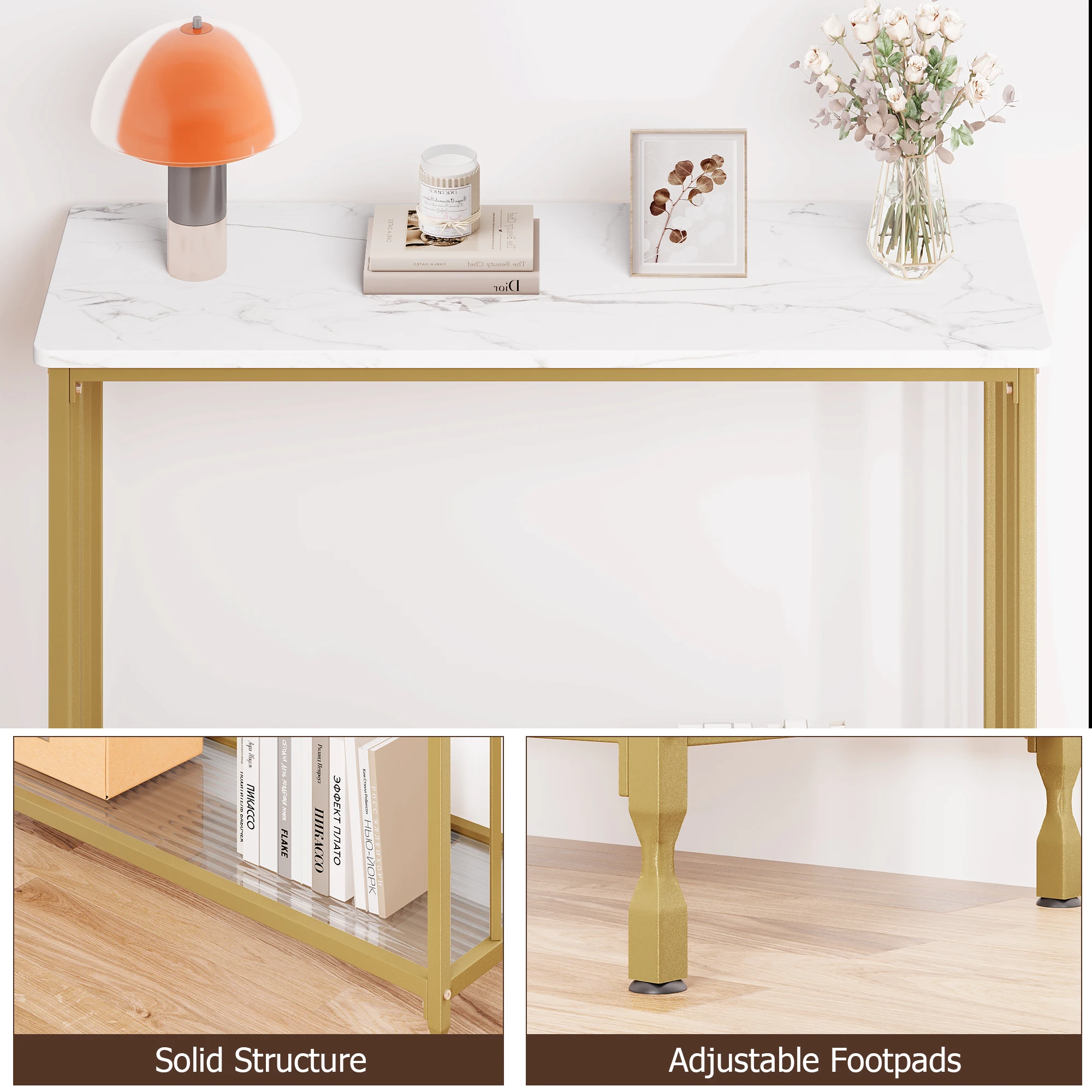 Console Table,Sofa Tables Narrow Entryway Table with Glass Shelf and Metal Frame,Industrial Hallway Table for Living Room