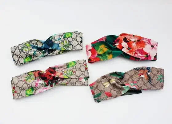 

Women Headband Twist Turban Floral Print Girl Dragonfly Butterflies Hummingbirds Silk Satin Hair Accessories Elastic Head Band