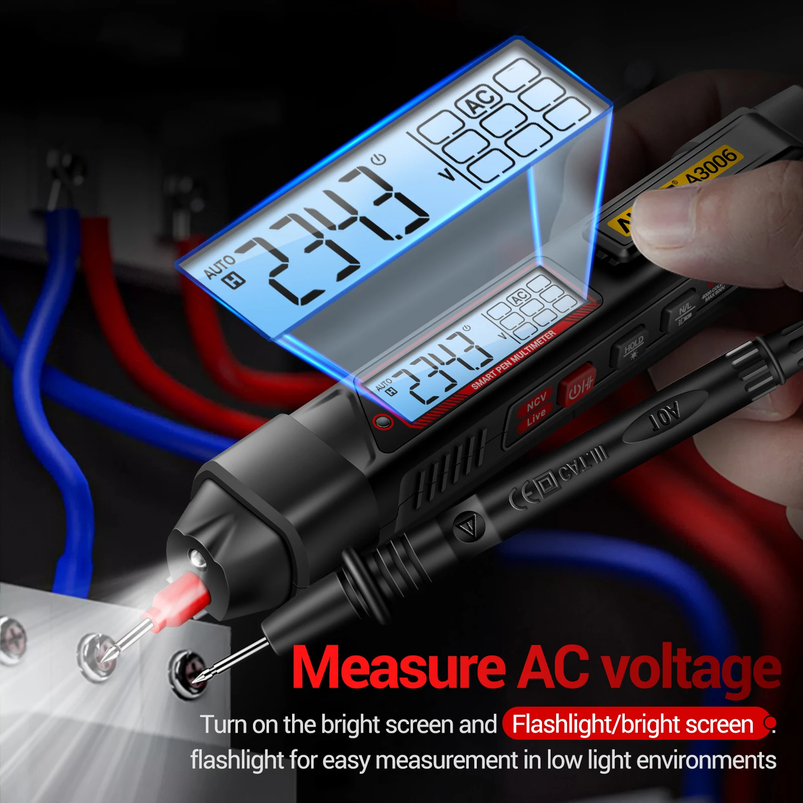 Digital multimeter ANENG A3006 4000 Counts Pen Type Multimeter Measure AC/DC voltage Detachable pen tip Test Zero Fire Line high precision Tools