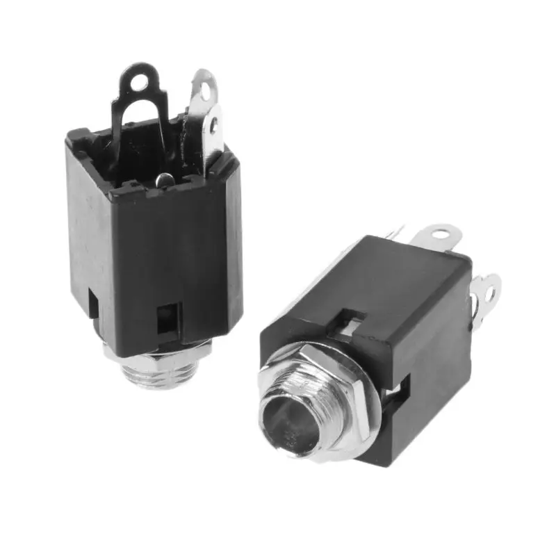6.35mm o Plug Sockets PJ-612 3-Pin Connector Screw Nut 10pcs