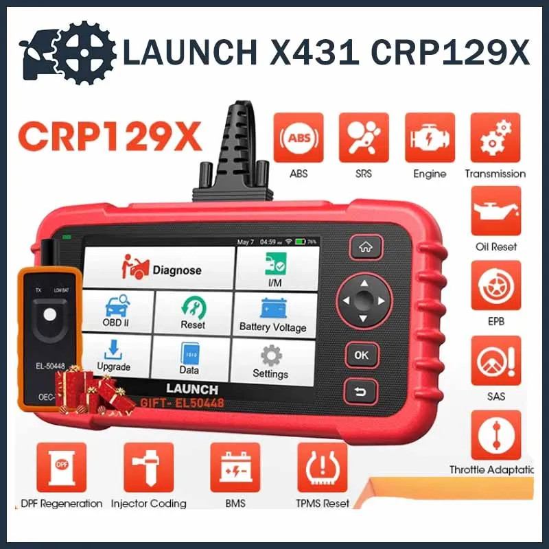 

LaunchCRP129X Car Scan Tool OBDII Diagnostic Machine Code Reader OBD2 Scanner Diagnost Engine ABS Airbag Transmission Test