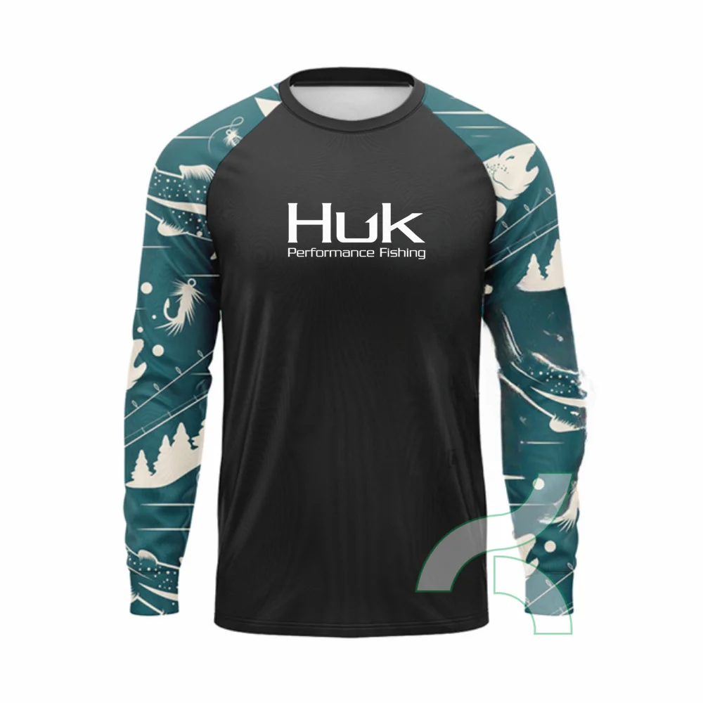 HUK Fishing Shirt UPF 50 Long sleeved T-shirt Men Outdoor Sun Protection Fishing Clothes Ropa De Pesca Breathable Anti-UV Jersey