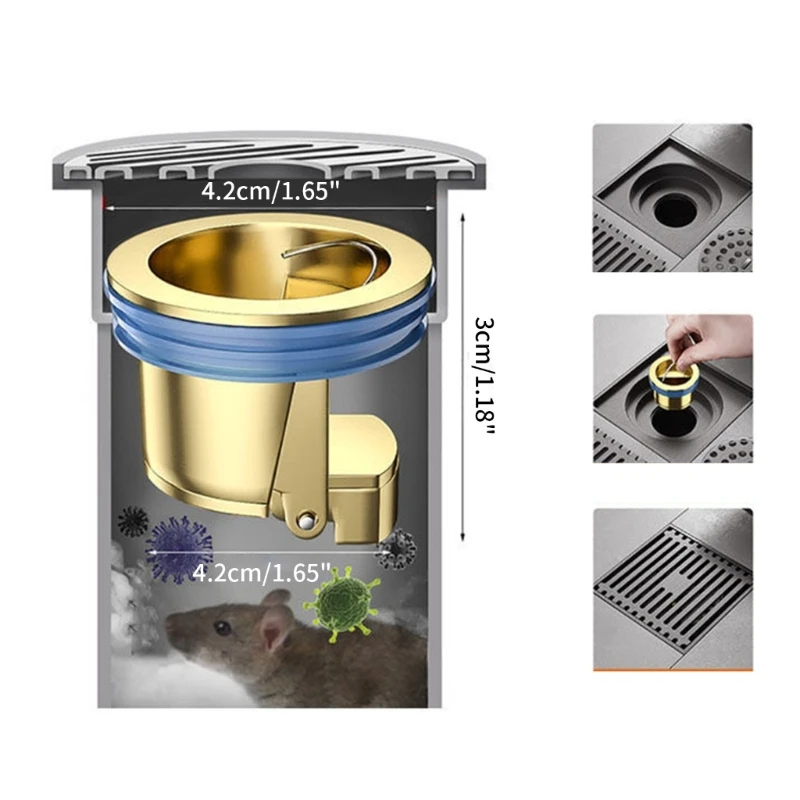 Floor Drain Core Floor Drain Valve Anti-Clogging Floor Drain Core Sewer Backflow Preventer Shower Waste Water Drainer Brass Drain Valves Sewer Core