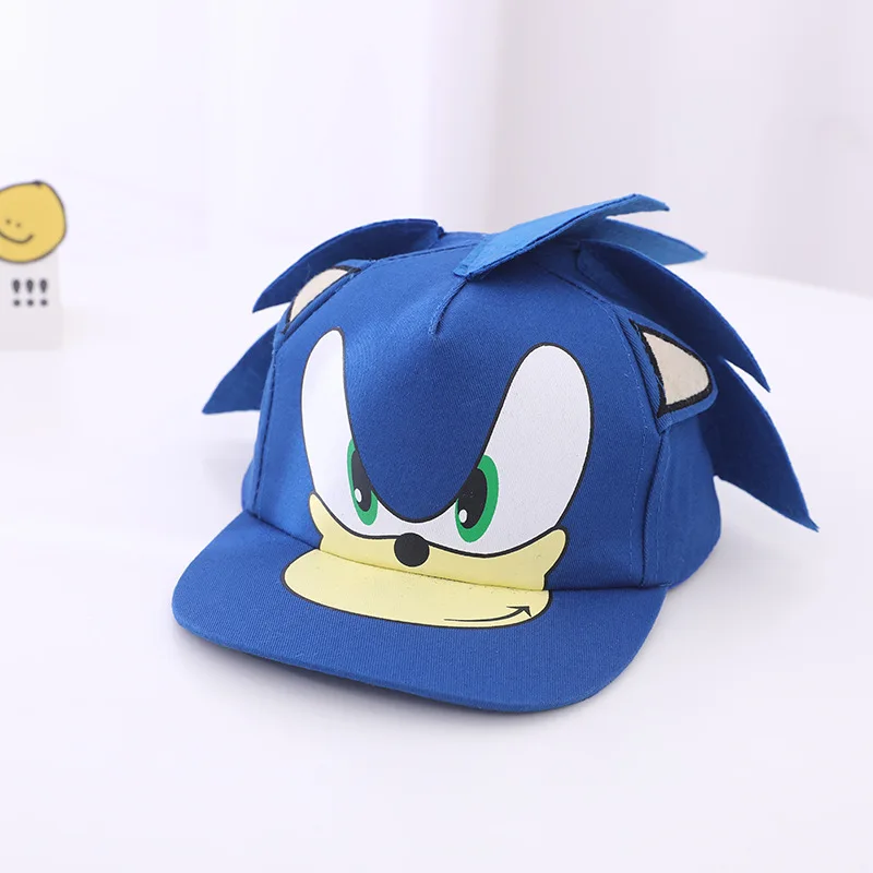 thumbnail image 1 of Figura de acción de Sonic, gorra de borde plano, gorra con visera, nudillos, sombra, algodón, hip hop, gorra de béisbol para niños, protector solar, dibujos animados, regalos de cumpleaños, 1 of 4