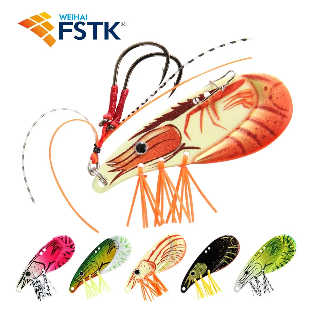 

WEIHAI FSTK New Metal Jigging Super Shrimp Jig 7g 14g 21g VIB Shrimp Lure Spoon Bass Artificial Fishing Bait Sinking Blade Jig