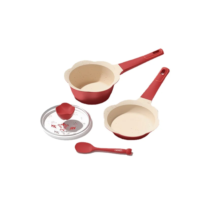 Cartoon Petal Baby Supplementary Food Pot Medical Stone Fish Cake Pots Multi Functional Cooking Integrated Baby Non Stick Pans 6
