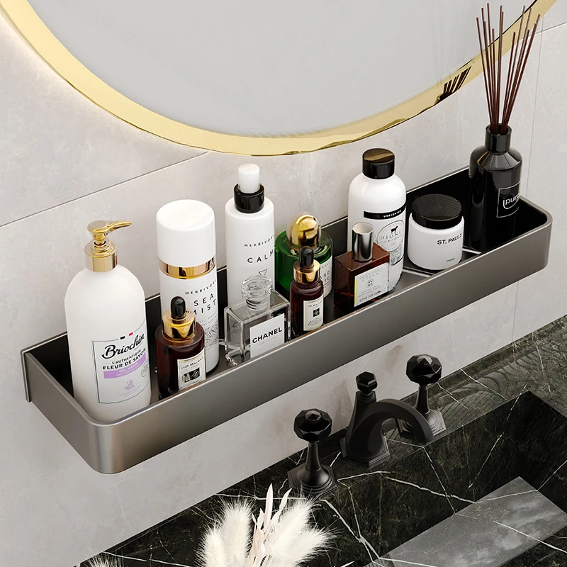 Bathroom Wall mounted Storage Rack Toilet Punch-Free Wall Shelves Towel Bar Floating shelf Bathroom Organizer Accessories