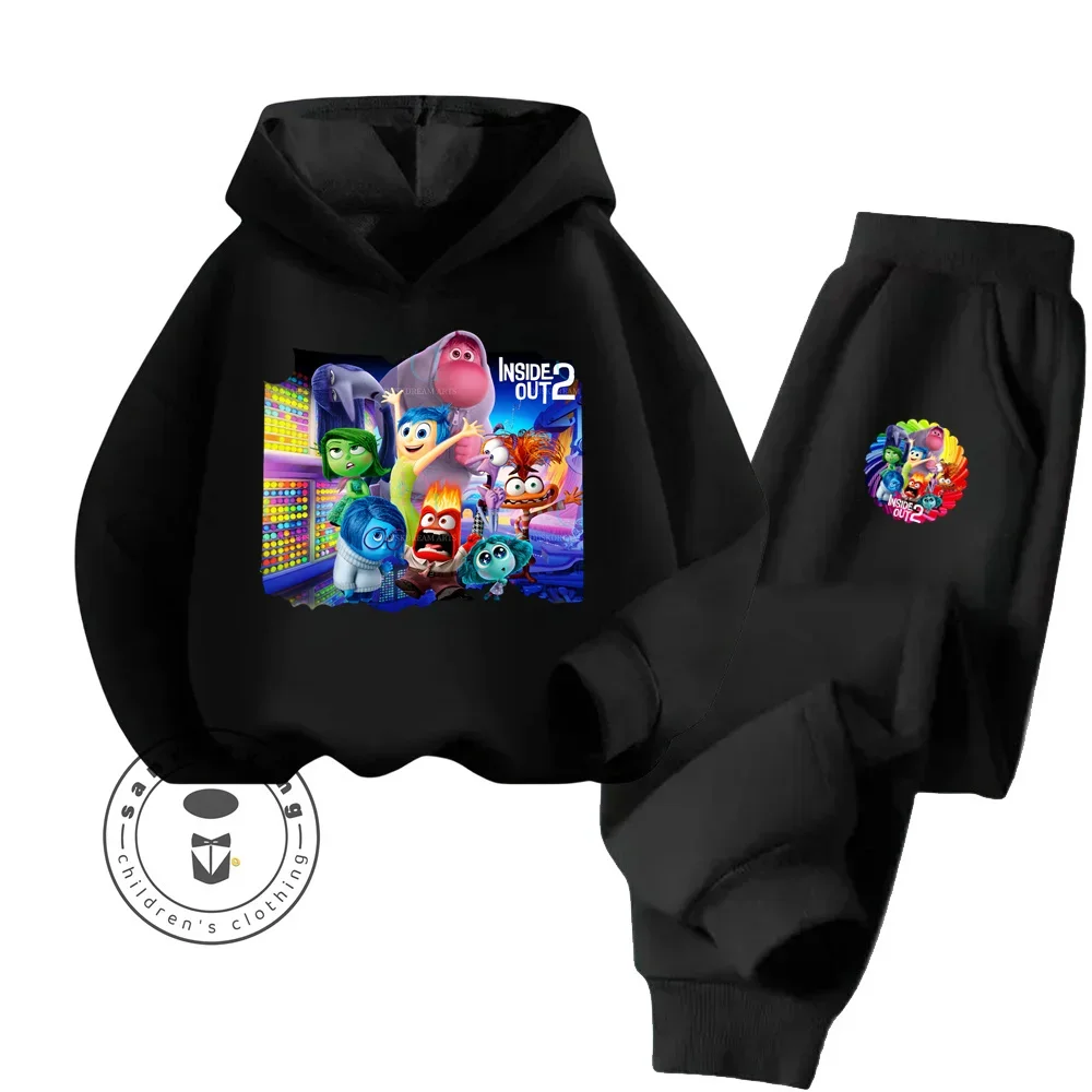 Cartoon Inside Out Suitable for Children 3-14 Years Old Fall Winter Lightweight Durable Fashion Hoodie + Pants Tracksuit
