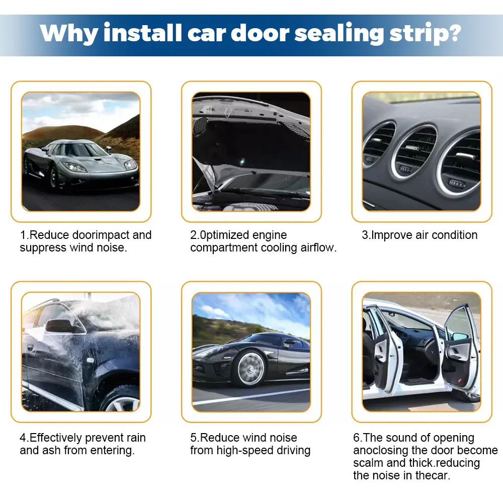 3m Rubber Edge Guard Sealing Strip Universal Soundproof Sealing Strips Car Door Anti-collision Waterproof Sealings Accessories 6