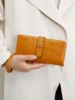 Retro Women's Triple Fold Long Wallet Minimalist with Wrist Strap Multi Card Slot Hand Wallet 6