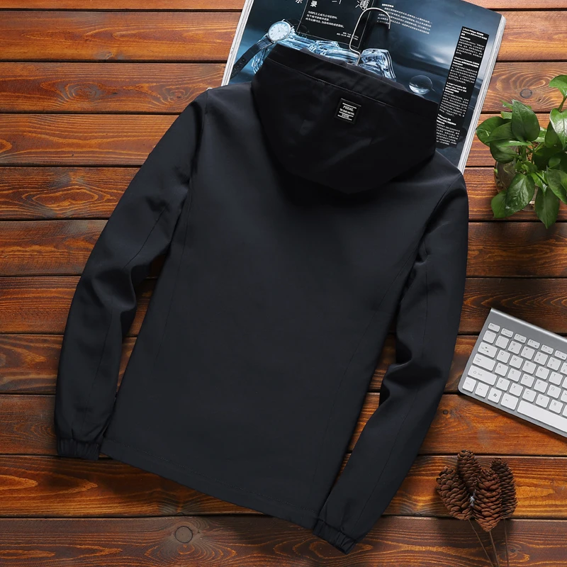 

Plus Size Jacket Men Zipper Spring Autumn Winter Casual Solid Hooded Jackets Fashion Mens Slim Fit Outwear High Quality M-8XL 46