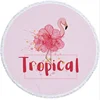 Flamingo Plants Pattern Large Round 150cm Beach Towel For Adults Wall Hanging Microfiber Bath Towel With Tassel Throw Yoga Mat 1