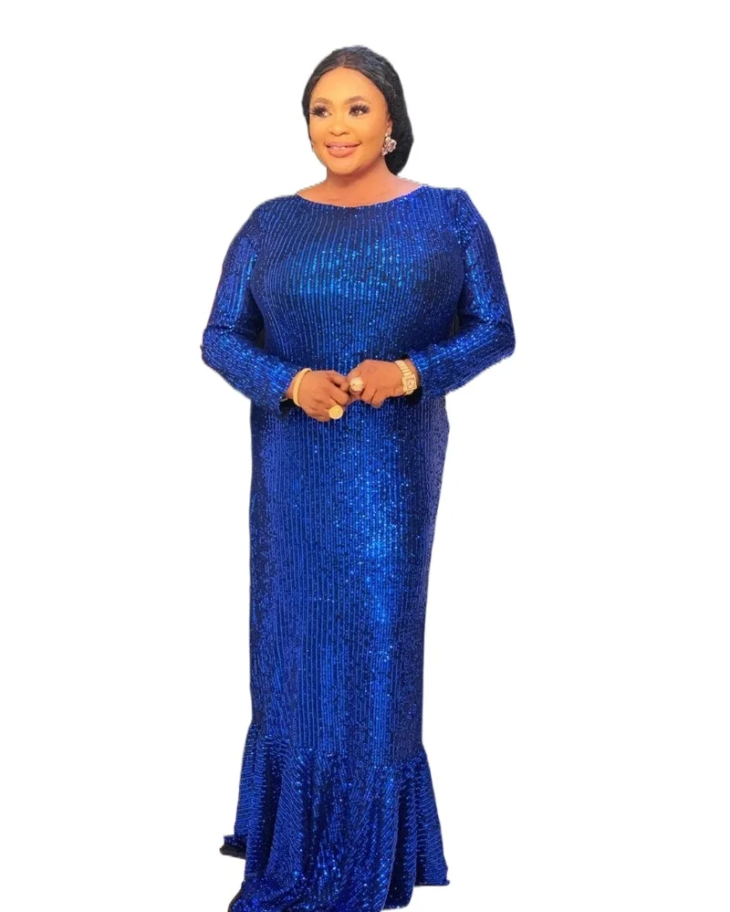 2023 Autumn Fashoin Style Arican Women Plus Size O-neck Long Dress  Plus Size Clothing for Women  African Dress Women