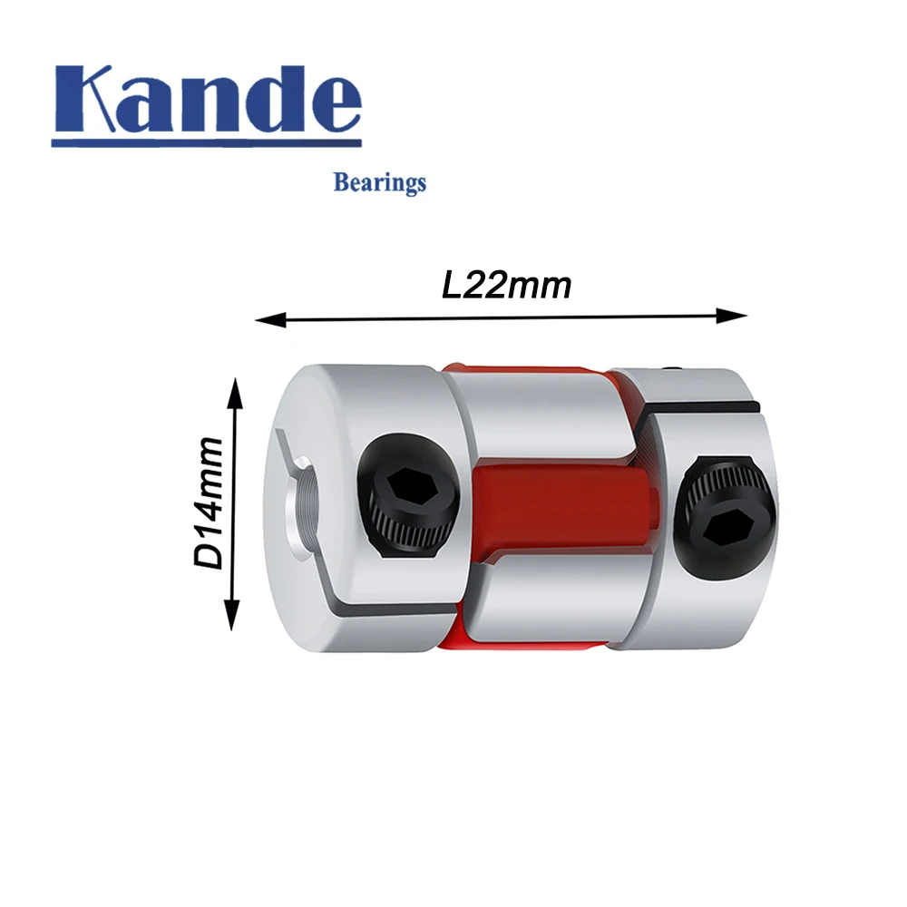 Two-jaw D14L22 Star Coupler D14 L22 Aluminum Alloy Spider Coupling Solid Rubber Mat/6/6.35/8/10/mm for 3D Printer CNC couples
