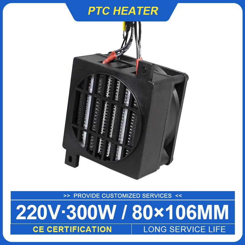 Temperatura Constante Aquecedor Elétrico Ptc Ventilador Aquecedor Pequeno Espaço Aquecimento 106*80 mm 300w 220v dc
