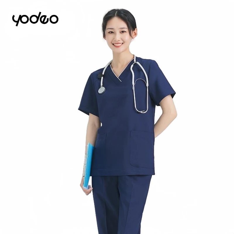 Four seasons short sleeved hand washing clothes for women pet hospital clothes elastic quick drying oral doctor work clothes