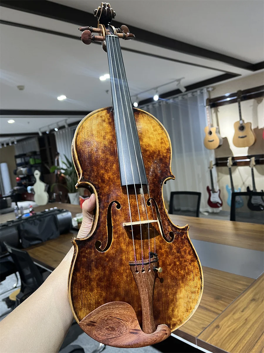 Video included Professional Vintage Old 4/4 Violin Cкрипка 4/4 كمان 바이올린 Hand Made Musical Instrument Keman Free violin case&Bow