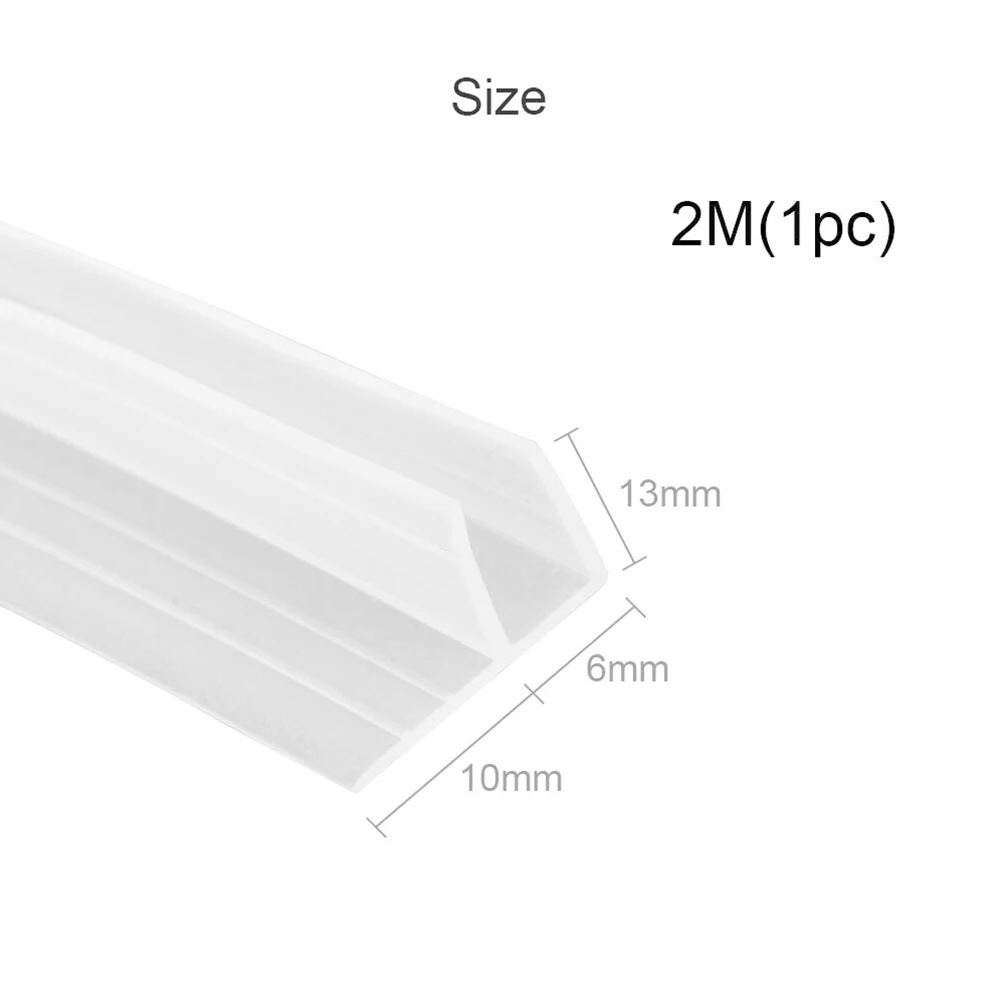 1pc 2m F Shape Bathroom Shower Screen Door Bottom Transparent Rubber Seal Strips For Glass Width 6mm Seal Gap