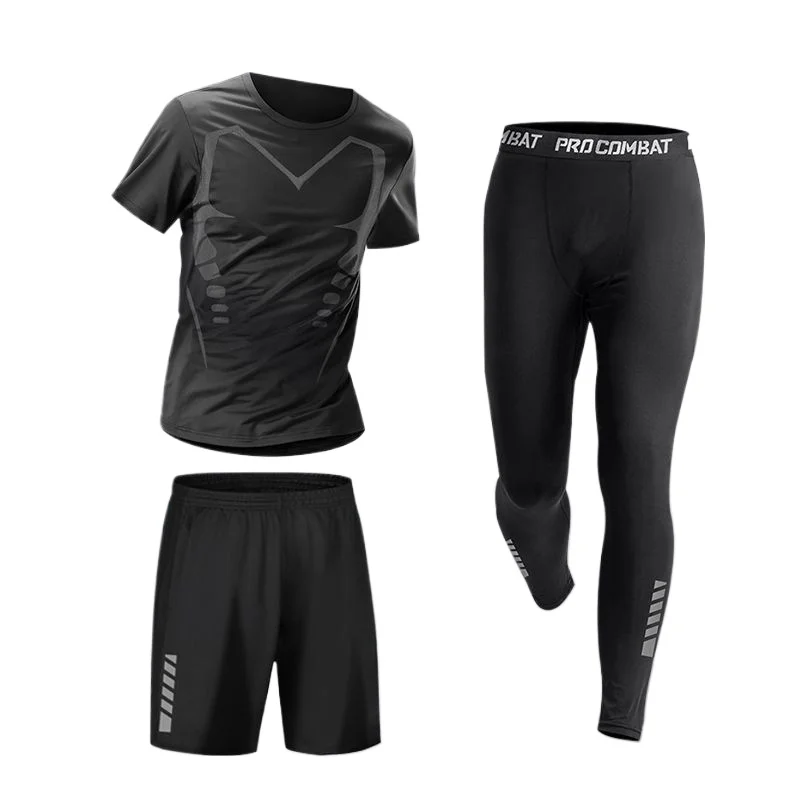 남성 스포츠웨어 1-5 PCS 세트 운동복 스포츠 슈트 남성 스포츠 빠른 건조 러닝 세트 조깅 트레이닝 체육관 피트니스 운동