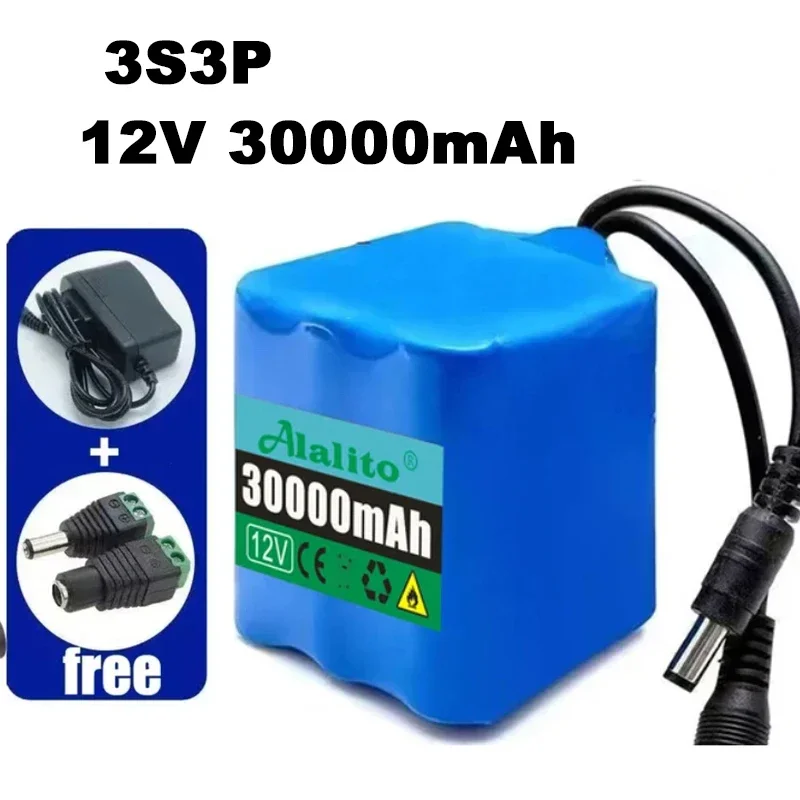Nwe Portable Super 12V Battery Rechargeable Lithium Ion Battery Pack Capacity DC 12.6v10Ah CCTV Cam Monitor+Charger 20Ah-50Ah 5