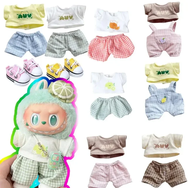 For 15/17cm 3.0 Labubu v1/v2/v3 clothes summer vacation lemon rabbit cute meow For ropa labubu cloth Outfit Accessory 1