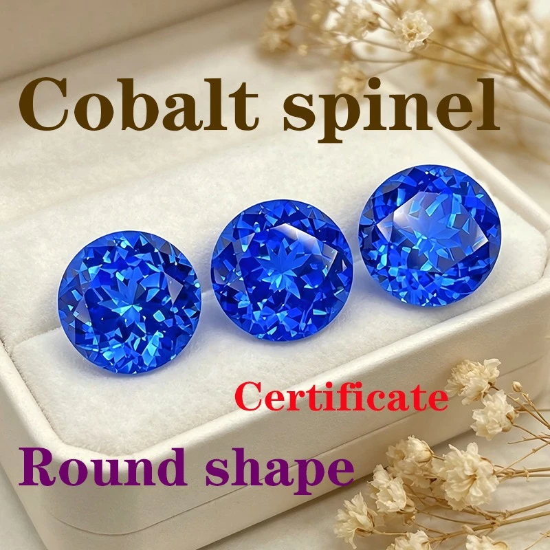 Künstlicher Edelstein Kobaltspinel Runde Form Zertifikat DIY Schmuck