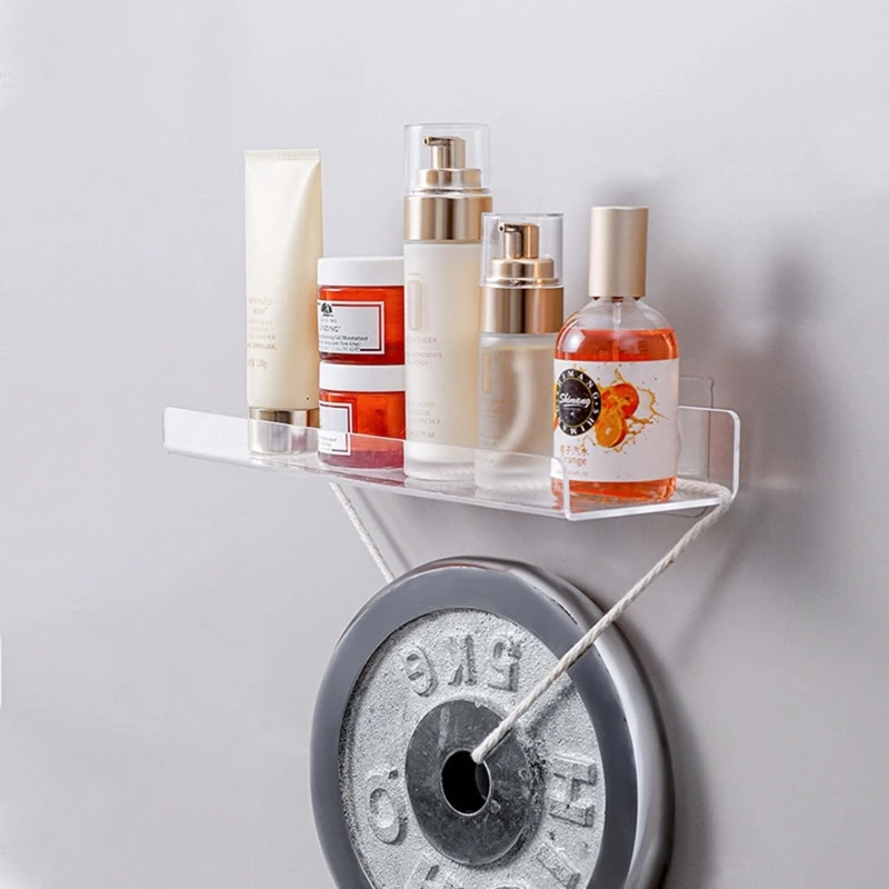 Acrylic Bathroom Shelves Wall Mounted Shower Shelve No Drilling Adhesive Thick Clear Storage & Display Shelves, Bathroom 4