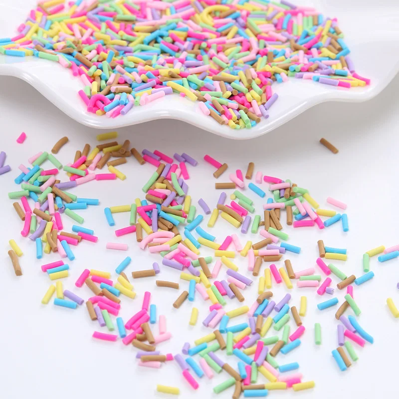 50G Lungo Cilindrico Fette Di Sprinkles Decorazione Della Torta Per Il Falso Fai Da Te Candy Dessert Giocattoli Soffici Slimes Forniture Fango Di Argi