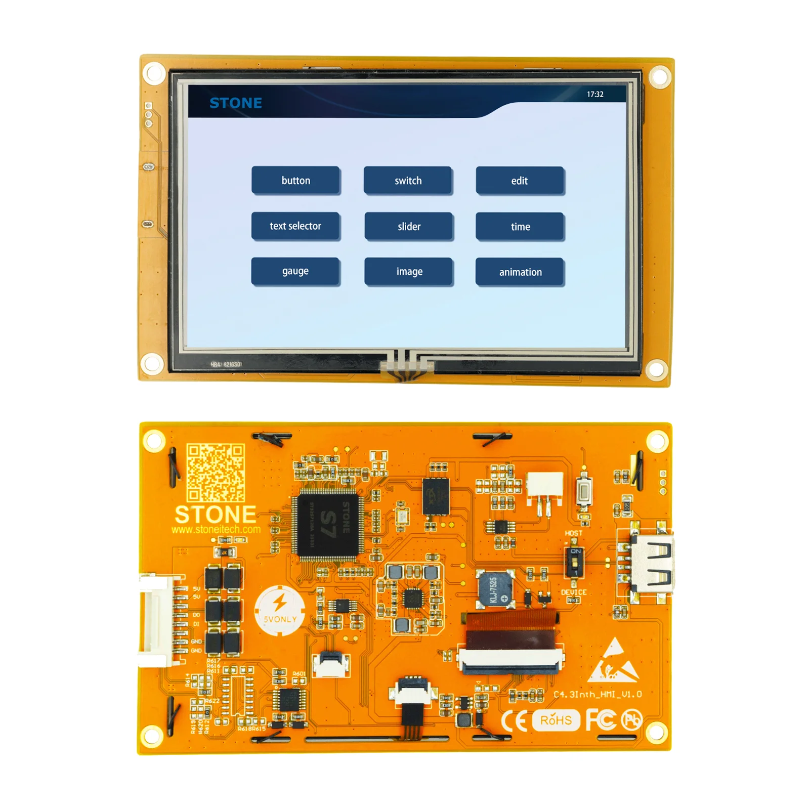 

Интеллектуальная панель SCBRHMI C Series 4,3 дюйма с графическим ЖК-дисплеем HMI
