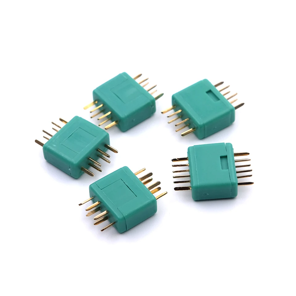 10 Paia Di Connettori MPX A Spina Esagonale Verde - Presa Multiplex A 6 Pin Con Guaina Completa Per Batterie RC E Quadricotteri