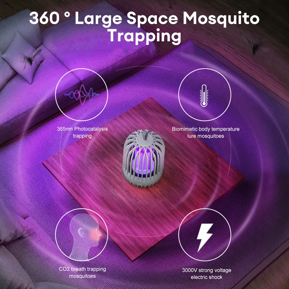 Mosquito Kiler Lamp Rechargeable Electric Mosquito Repllent Outdoor Protection Net UV Light for Garden Camping
