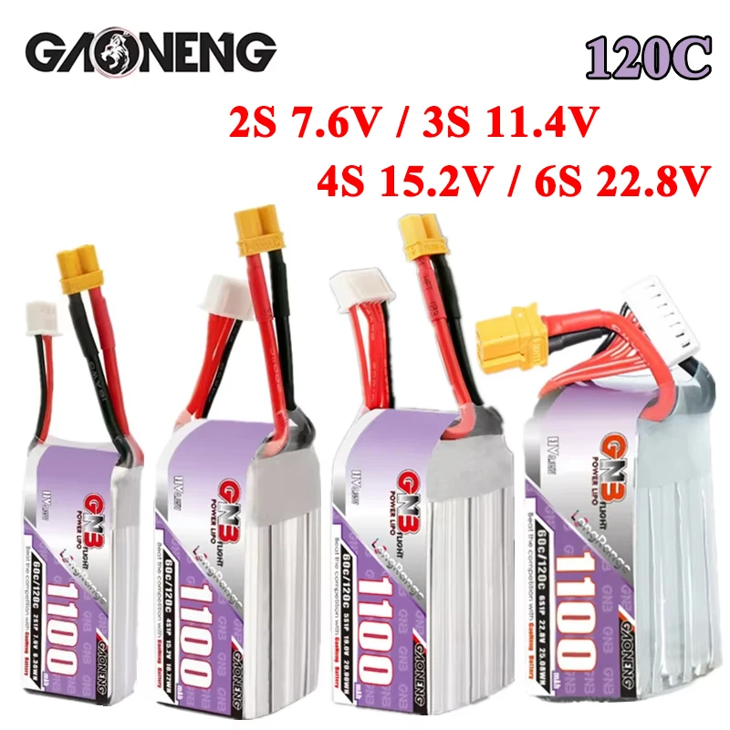 fpv drone battery GNB 1100mAh 2S 3S 4S 6S 60C HV Lipo Battery For FPV Long Racing Drone 4 Axis RC Quadcopter RC Drone Parts With XT30/XT60 Plug