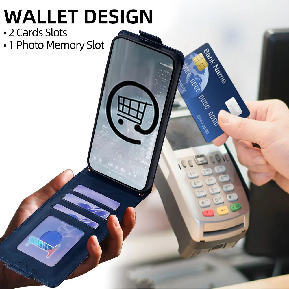 Deluxe Leather Magnetic Flip Wallet Phone Case with Lanyard