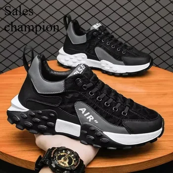 / Stylish Men's Vulcanize Shoes for Leisure and Running in 2025/ Thick-Soled Casual Sneakers/ 1