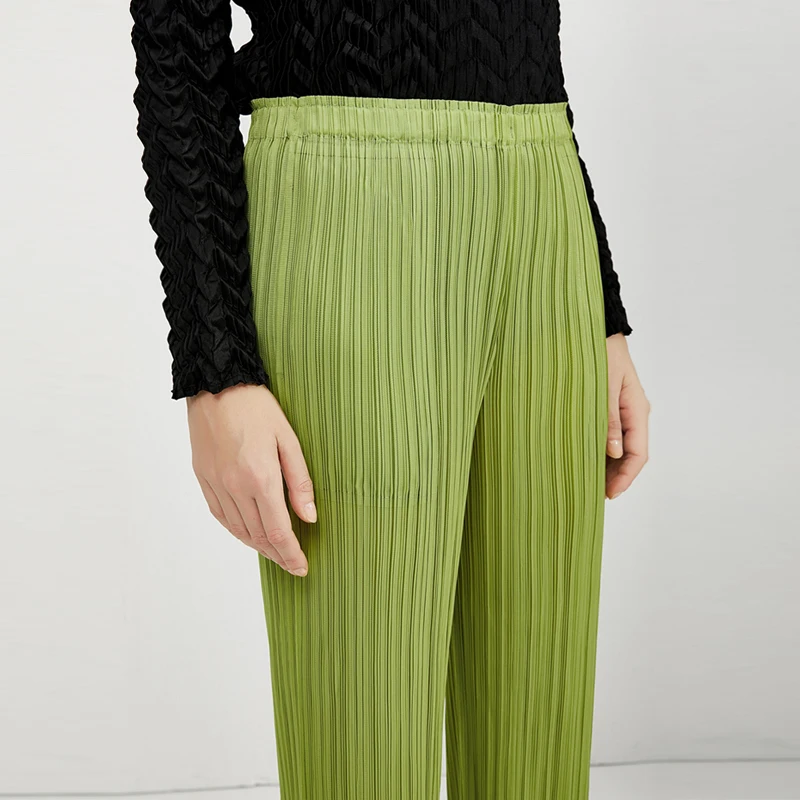 Miyake Women's Casual Elegant Designer Streetwear Loose Plus Size Straight Pleated Pants Trousers Spring Summer Autumn New 6