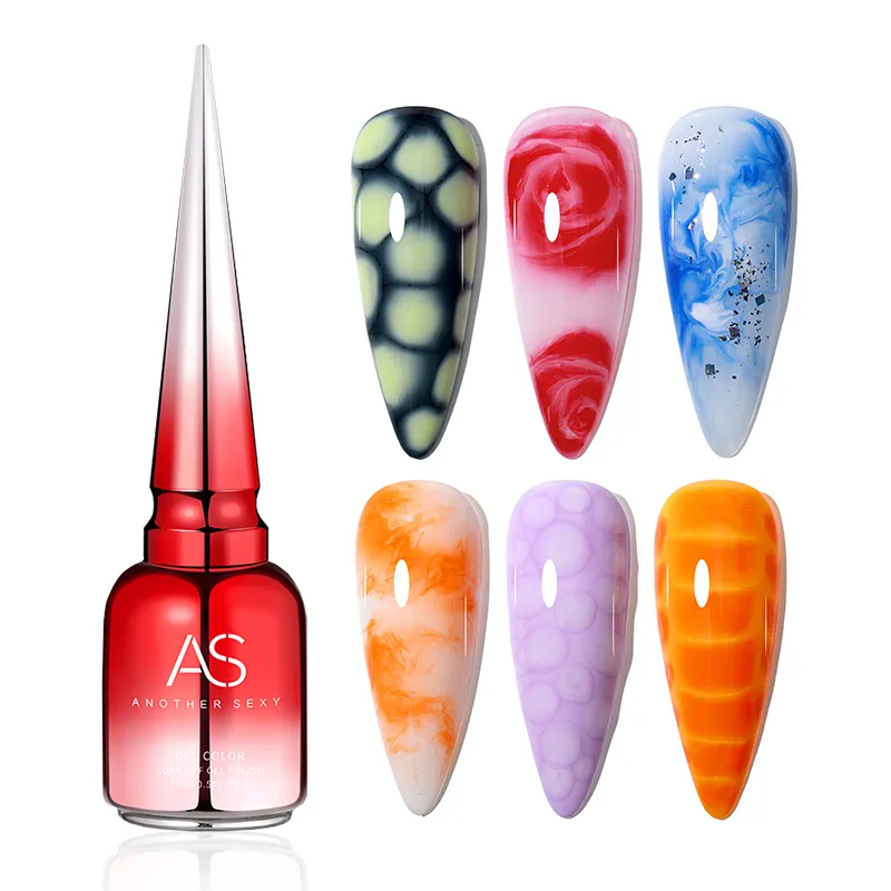 AS Clear Blooming Gel 15ml UV LED Soak Off Nail Art Polish for Spreading Effect Marble Nail Polish Gel Paint