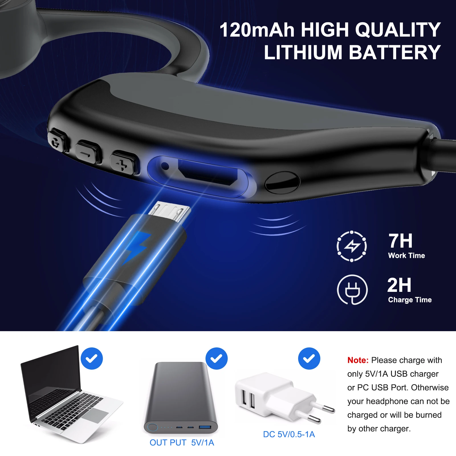 Tayogo Bone Conduction Headphones, Wireless Bluetooth Bone