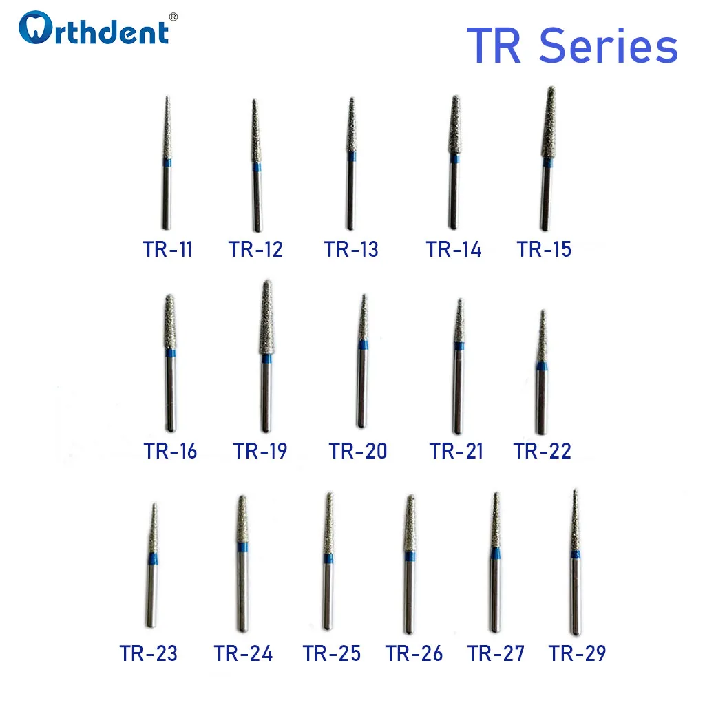 

19 Types 10 Pcs/Box Dental Diamond Burs Drill Bits High Speed Handpiece Dentistry Emery Burr Dentist Laboratory Tools TR Series