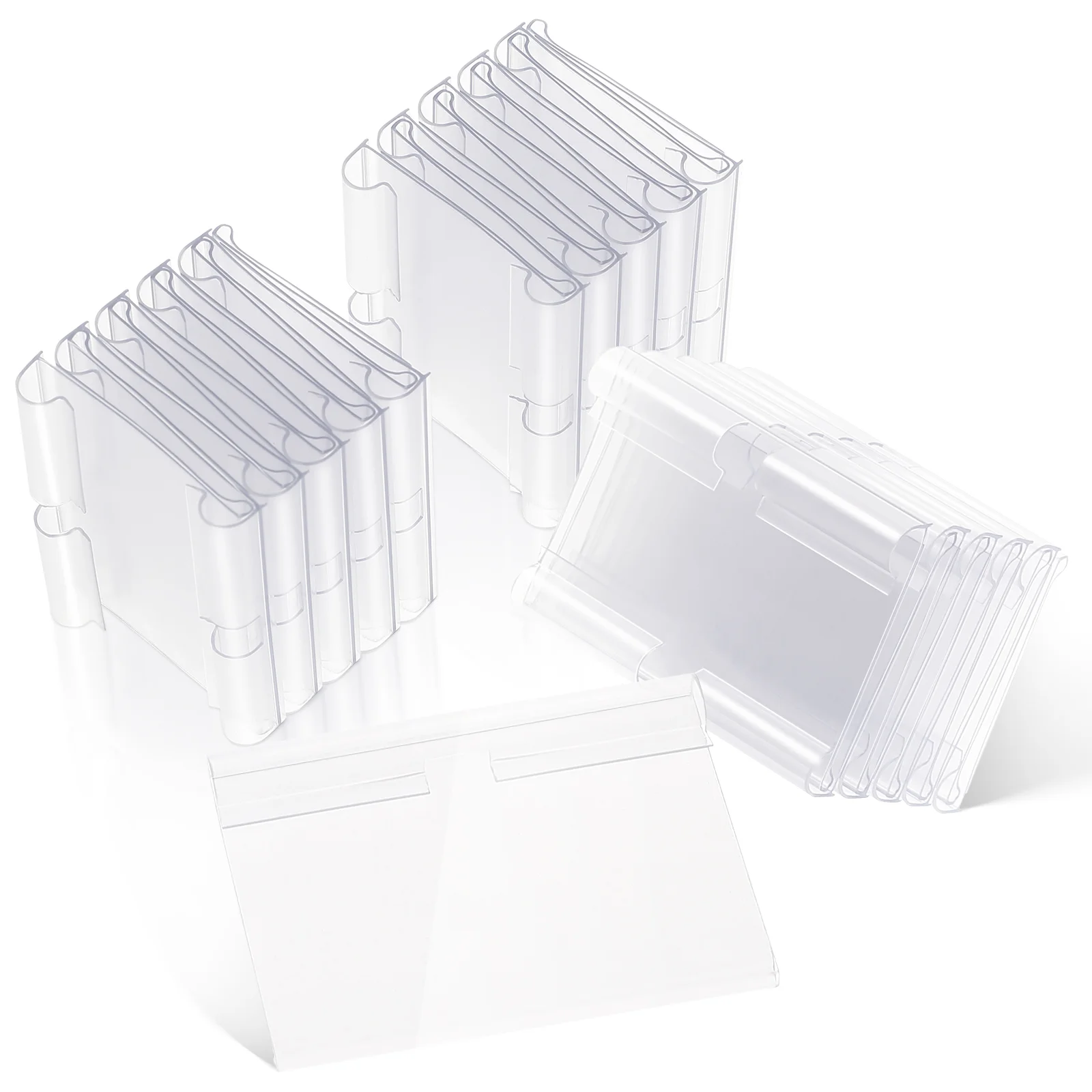 60 Pcs Ticket Display Holder Price Tags Acrylic Sign Shelf Wire Label Holders Labels Clip on Adhesive Rack 20pcs sign display holder shape price labels place cards holder stand metal table holders name rack for conference table decor