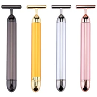 24k Golden Facial Roller Massager T Shape Vibrating Face Lifting Energy Beauty Bar Body Skin Massage Device Face Care Tools 1