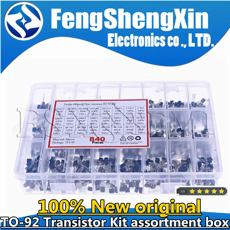 

18/24Values TO-92 Transistor Kit assortment box BC327 BC337 BC517 BC547 BC548 BC549 2N2222 3906 3904 5401 5551 C945 S8050