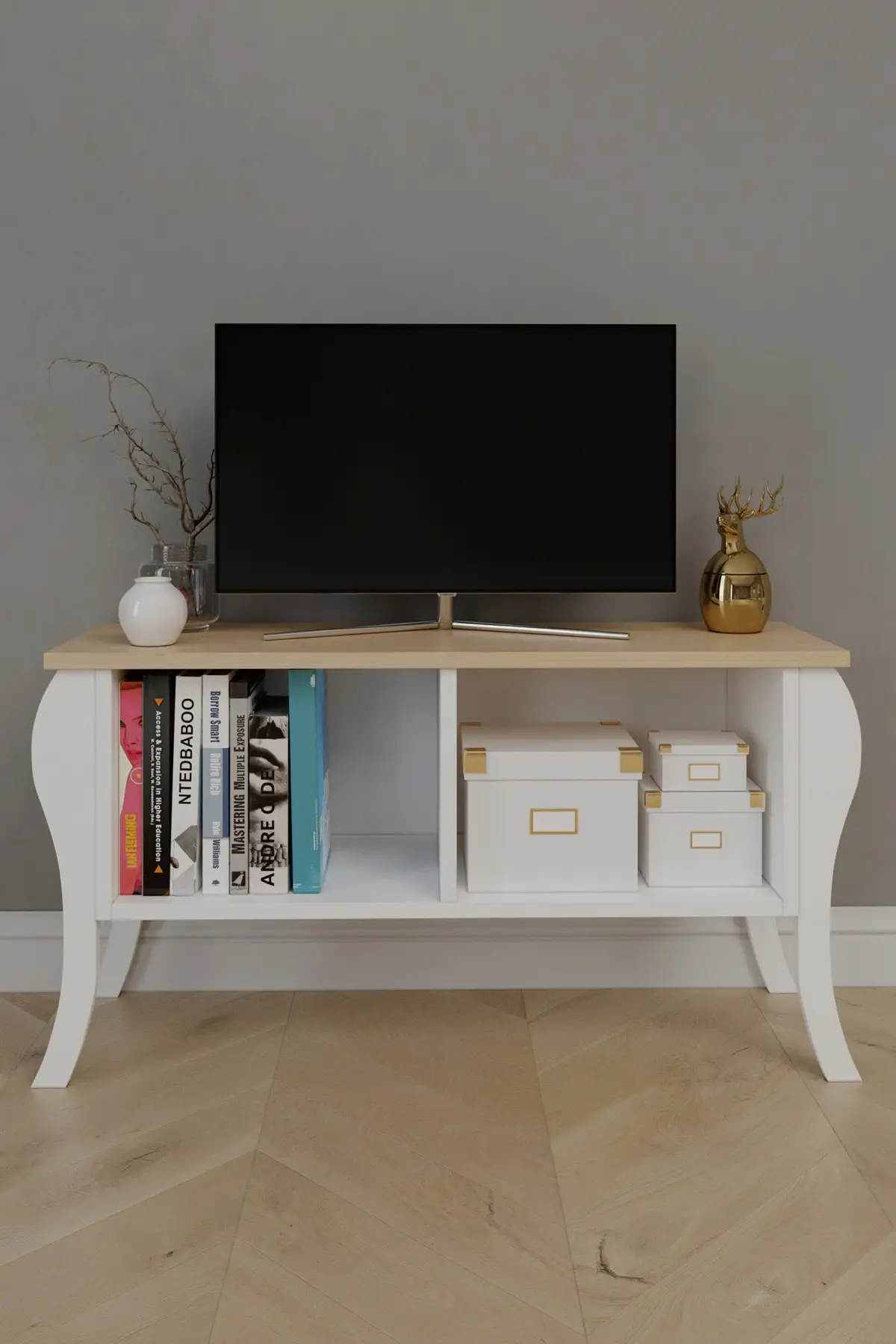 Modern Lukens Flip Capless Tv Unit 90Cm Televisione Tavolo Rovere